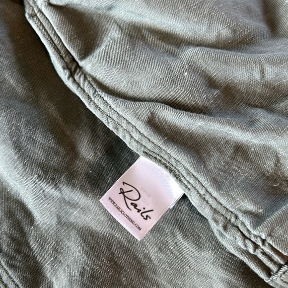 Rails Jacket Collins Olive Green Full Zip Snap Military Utility Linen Blend - Picture 13 of 15